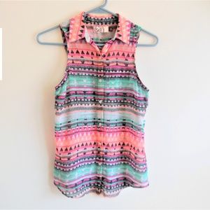 WOMENS XS SO MULTICOLOR SLEEVELESS BLOUSE